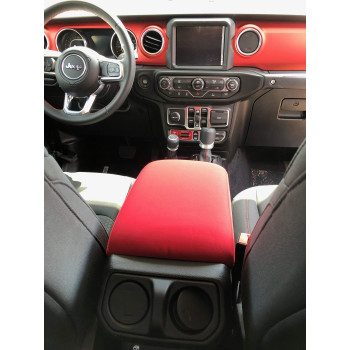 Koverz Neoprene Console Cover Armrest Pad with Keyhole Compatible with Jeep Wrangler JL JLU Gladiator JT Sahara Sport Rubicon Unlimited 2018 to Present - Red See Install Notes & Video