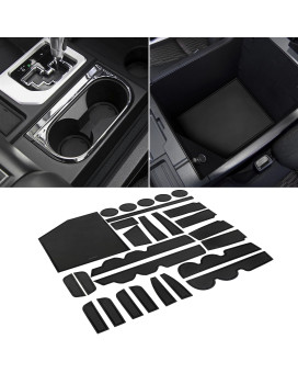 SENSHINE Custom Liners for Toyota Tundra Accessories 2014-2020 2021 Cup Holder Inserts, Center Console Liner Mats, Door Pocket Liners 27Pcs (Bucket Seat, Red Trim)