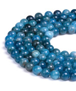 PLTbeads Natural gemstone Loose Beads Smooth Round Approxi 15 inch DIY Bracelet Necklace for Jewelry Making (8mm, Blue Apatite)