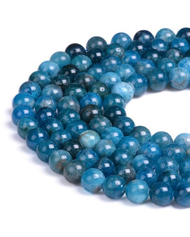 PLTbeads Natural gemstone Loose Beads Smooth Round Approxi 15 inch DIY Bracelet Necklace for Jewelry Making (8mm, Blue Apatite)