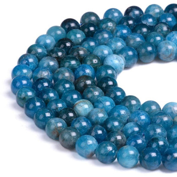 PLTbeads Natural gemstone Loose Beads Smooth Round Approxi 15 inch DIY Bracelet Necklace for Jewelry Making (8mm, Blue Apatite)