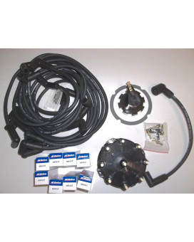 RPS Tune up kit for Mercruiser 5.0, 5.7, 7.4, 8.2 V8 Engines with Thunderbolt Ignition. Includes Spark Plug Wires, Distributor Cap/Rotor, and 8 MR43T Spark Plugs