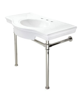 Kingston Brass VPB1376ST Templeton Console Sink, White/Polished Nickel