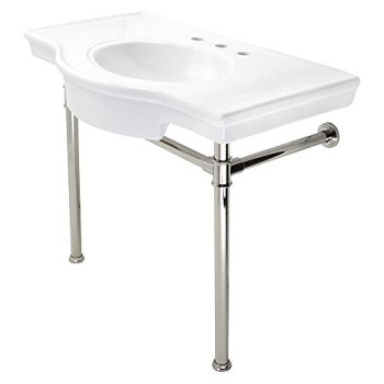 Kingston Brass VPB1376ST Templeton Console Sink, White/Polished Nickel