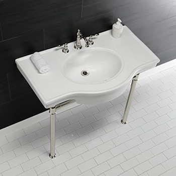 Kingston Brass VPB1376ST Templeton Console Sink, White/Polished Nickel