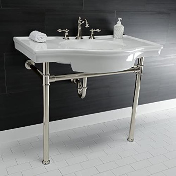 Kingston Brass VPB1376ST Templeton Console Sink, White/Polished Nickel