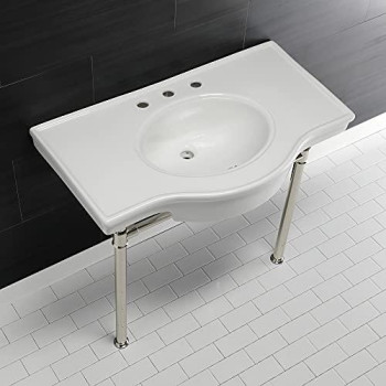 Kingston Brass VPB1376ST Templeton Console Sink, White/Polished Nickel