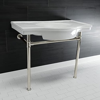 Kingston Brass VPB1376ST Templeton Console Sink, White/Polished Nickel