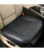 Sunny color 1pc Edge Wrapping Comfortable Car Front Seat Cover Cushion Pad Mat Protector, Anti-Slip Bottom Seat Cushion Cover for Auto with PU Leather(Black)