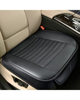 Sunny color 1pc Edge Wrapping Comfortable Car Front Seat Cover Cushion Pad Mat Protector, Anti-Slip Bottom Seat Cushion Cover for Auto with PU Leather(Black)