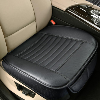 Sunny color 1pc Edge Wrapping Comfortable Car Front Seat Cover Cushion Pad Mat Protector, Anti-Slip Bottom Seat Cushion Cover for Auto with PU Leather(Black)