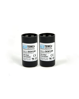 TEMCo 124-149 uf/MFD 110-125 VAC Volts Round Start Capacitor 50/60 Hz AC Electric - Lot -2