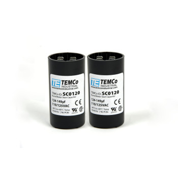 TEMCo 124-149 uf/MFD 110-125 VAC Volts Round Start Capacitor 50/60 Hz AC Electric - Lot -2