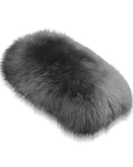 Andalus Brands Pure Australian Sheepskin Fluffy Car Center Console Cover, Luxurious Non-Shedding Furry Arm Rest Cover for Car, Versatile for All Seasons, Charcoal Grey - (11.47 X 6.3)