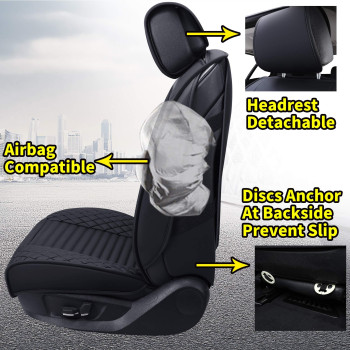 Aierxuan 5 Car Seat Covers Full Set Waterproof Leather Universal Nissan Honda Civic CRV Hrv Kia Sorento Toyota Corolla 4Runner Camry Hyundai Jeep Ford Focus Edge Mazda (Full Set/Black)