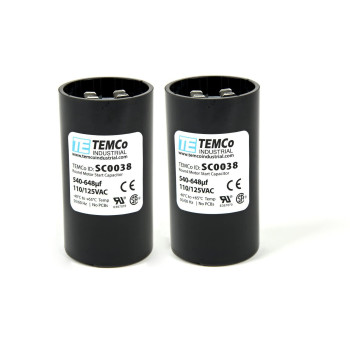 TEMCo 540-648 uf/MFD 110-125 VAC Volts Round Start Capacitor 50/60 Hz AC Electric - Lot -2