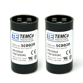 TEMCo 270-324 uf/MFD 110-125 VAC Volts Round Start Capacitor 50/60 Hz AC Electric - Lot -2