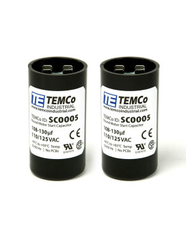 TEMCo 108+130 uf/MFD 110-125 VAC Volts Round Start Capacitor 50/60 Hz AC Electric - Lot -2