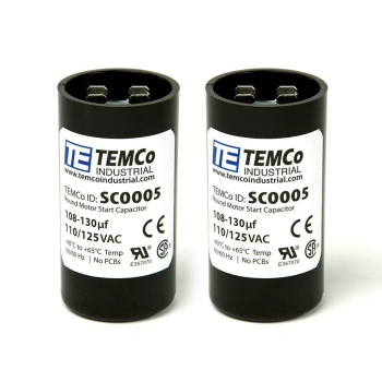 TEMCo 108+130 uf/MFD 110-125 VAC Volts Round Start Capacitor 50/60 Hz AC Electric - Lot -2