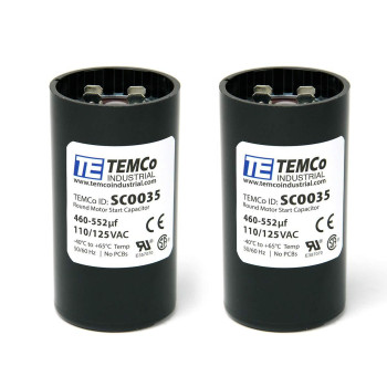 TEMCo 460-552 uf/MFD 110-125 VAC Volts Round Start Capacitor 50/60 Hz AC Electric - Lot -2