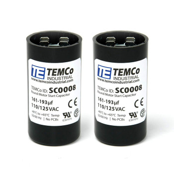 TEMCo 161-193 uf/MFD 110-125 VAC Volts Round Start Capacitor 50/60 Hz AC Electric - Lot -2