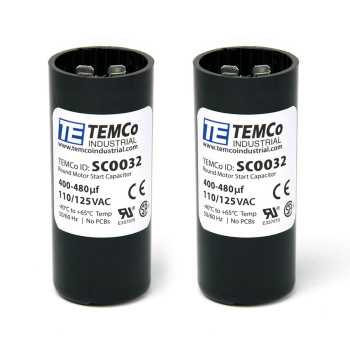 TEMCo 400-480 uf/MFD 110-125 VAC Volts Round Start Capacitor 50/60 Hz AC Electric - Lot -2