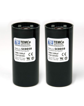 TEMCo 1000-1200 uf/MFD 110-125 VAC Volts Round Start Capacitor 50/60 Hz AC Electric - Lot -2