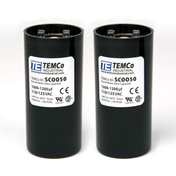 TEMCo 1000-1200 uf/MFD 110-125 VAC Volts Round Start Capacitor 50/60 Hz AC Electric - Lot -2