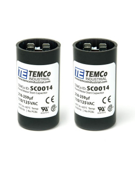 TEMCo 216-259 uf/MFD 110-125 VAC Volts Round Start Capacitor 50/60 Hz AC Electric - Lot -2