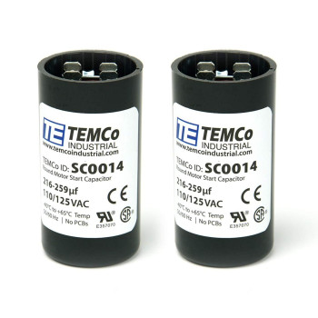 TEMCo 216-259 uf/MFD 110-125 VAC Volts Round Start Capacitor 50/60 Hz AC Electric - Lot -2