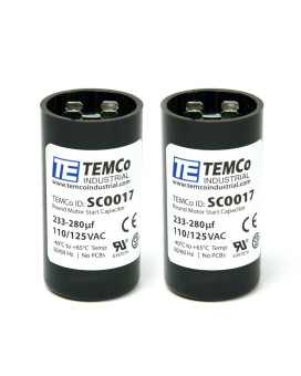 TEMCo 233-280 uf/MFD 110-125 VAC Volts Round Start Capacitor 50/60 Hz AC Electric - Lot -2