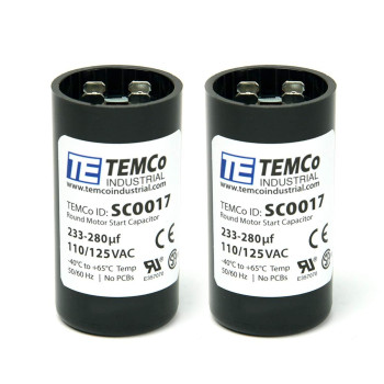 TEMCo 233-280 uf/MFD 110-125 VAC Volts Round Start Capacitor 50/60 Hz AC Electric - Lot -2