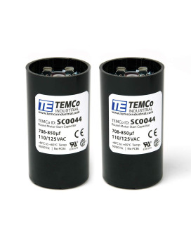 TEMCo 708-850 uf/MFD 110-125 VAC Volts Round Start Capacitor 50/60 Hz AC Electric - Lot -2