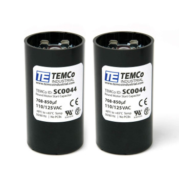 TEMCo 708-850 uf/MFD 110-125 VAC Volts Round Start Capacitor 50/60 Hz AC Electric - Lot -2