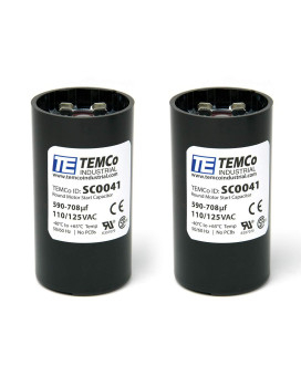 TEMCo 590-708 uf/MFD 110-125 VAC Volts Round Start Capacitor 50/60 Hz AC Electric - Lot -2