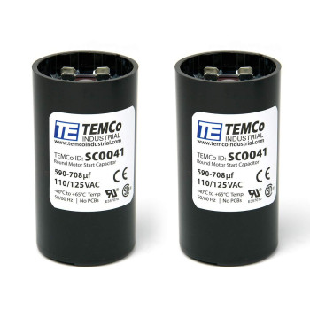 TEMCo 590-708 uf/MFD 110-125 VAC Volts Round Start Capacitor 50/60 Hz AC Electric - Lot -2