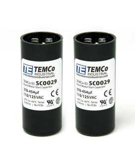 TEMCo 378-454 uf/MFD 110-125 VAC Volts Round Start Capacitor 50/60 Hz AC Electric - Lot -2