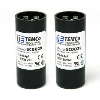 TEMCo 378-454 uf/MFD 110-125 VAC Volts Round Start Capacitor 50/60 Hz AC Electric - Lot -2