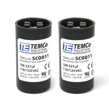 TEMCo 189-227 uf/MFD 110-125 VAC Volts Round Start Capacitor 50/60 Hz AC Electric - Lot -2