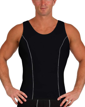 Insta Slim IS Pro MenAs Slimming compression Muscle Tank Top Body Shaper Abdominal control Undershirt (BlackWhite-3XL)