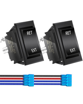 DaierTek Momentary RV Jack Switch 30 Amp 12V DC Reverse Polarity Rocker Switch Motor Control DPDT 4 Pin Power Jack Toggle Switch with Wires for 5th Wheel Tongue Trailer Stabilizer -2Pack