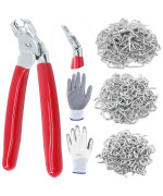 Swpeet 360Pcs 3/4 1/2 3/8 Galvanized Hog Rings with Hog Ring Pliers Angled Assortment Kit, Professional Upholstery Hog Rings Installation Kit for Bungee Shock, Cords