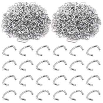 Swpeet 1000Pcs 1/2 Galvanized Hog Rings Assortment Kit, Professional Upholstery Hog Rings Installation Kit for Bungee Shock, Cords, Animal Pet Cages