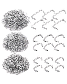 Swpeet 1500Pcs 3/4 1/2 3/8 Galvanized Hog Rings Assortment Kit, Professional Upholstery Hog Rings Installation Kit for Bungee Shock, Cords, Animal Pet Cages