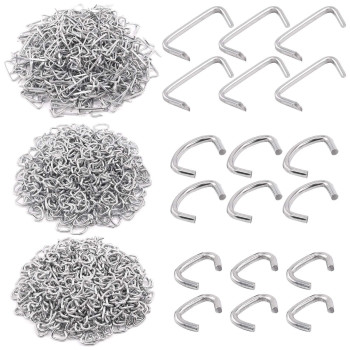 Swpeet 1500Pcs 3/4 1/2 3/8 Galvanized Hog Rings Assortment Kit, Professional Upholstery Hog Rings Installation Kit for Bungee Shock, Cords, Animal Pet Cages