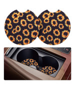 tifanso Car Cup Holder Coaster, 2 Pack Car Coasters for Cup Holders, Cup Drink Holder Coasters for Car, Cute Car Accessories for Women and Girl (Sunflower)