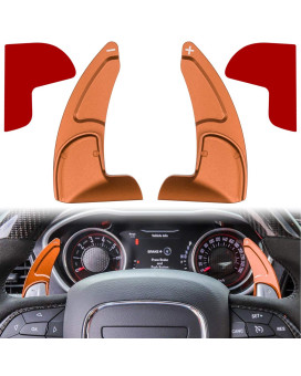 Steering Wheel Shift Paddle Extended Shifter Trim Cover for Dodge Challenger Charger Durango RT & Scat Pack 2015-2021, For Jeep Grand Cherokee 2014-2021 Interior Decoration Accessories (Orange 2PCS)