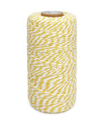 Cotton Twine Yellow and White Baker String 2mm Thick 328 Feet Christmas Twine for Gift Wrapping DIY Crafts Home Decoration Gardening