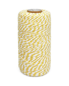 Cotton Twine Yellow and White Baker String 2mm Thick 328 Feet Christmas Twine for Gift Wrapping DIY Crafts Home Decoration Gardening