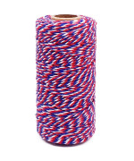 Cotton Twine Red Blue and White Baker String 2mm Thick 328 Feet Christmas Twine for Gift Wrapping DIY Crafts Home Party Decoration Gardening